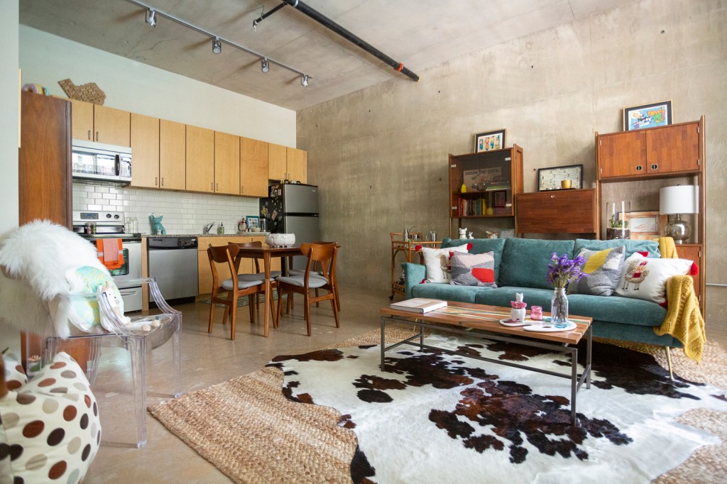 mid century boho living room